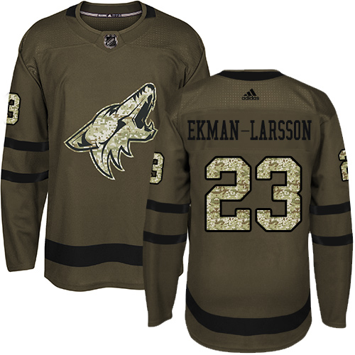 Adidas Coyotes #23 Oliver Ekman-Larsson Green Salute to Service Stitched Youth NHL Jersey